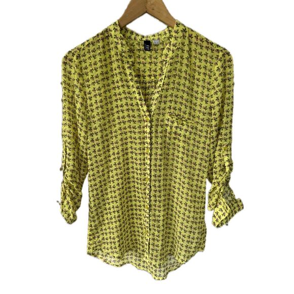 Kut From The Kloth Women's Sheer Ditsy Floral Long Sleeve Button Up Blouse S - Picture 1 of 6